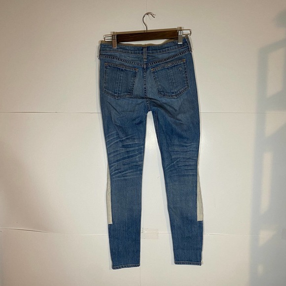 Rag & Bone Relay Jeans Skinny Ankle Zipper Sz 24 Racer Striped Denim Pant Moto - Picture 4 of 9